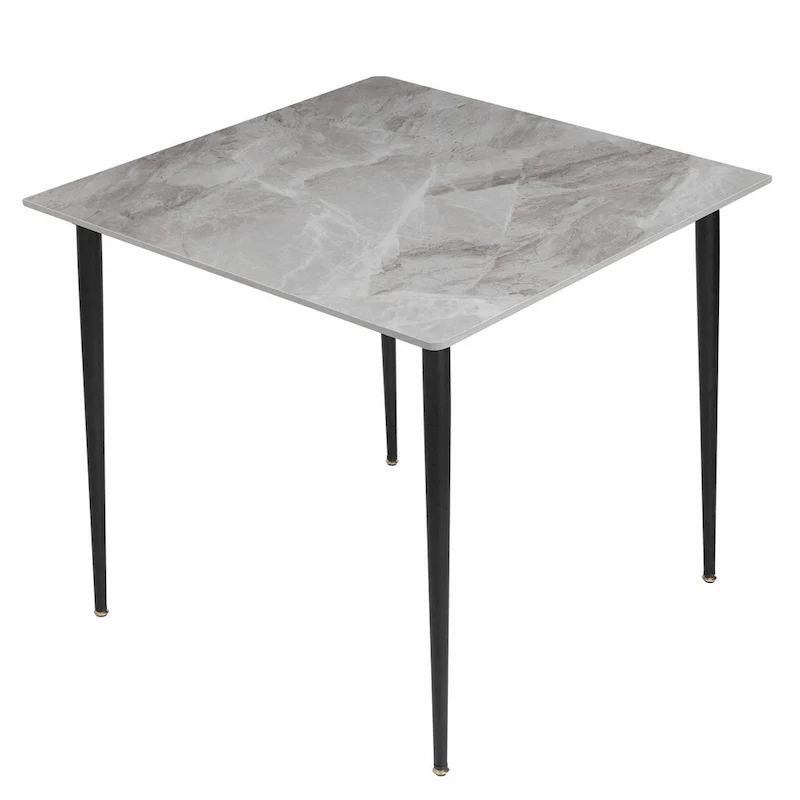 Modern Sintered Stone Marble Effect Table Top Kitchen Dining Table Square 4-Seat