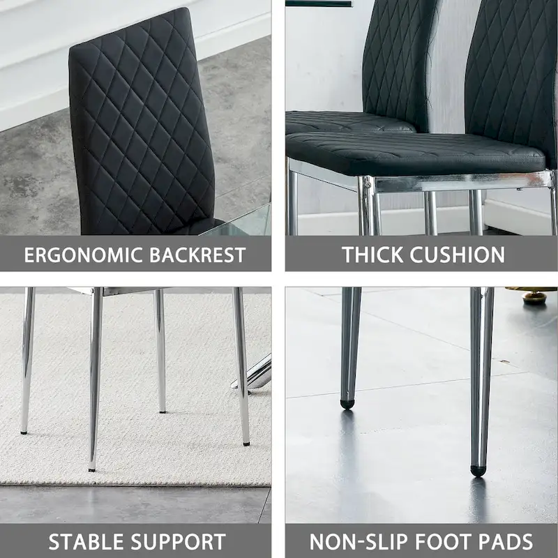 Dining chair, black chair and 6-piece set of