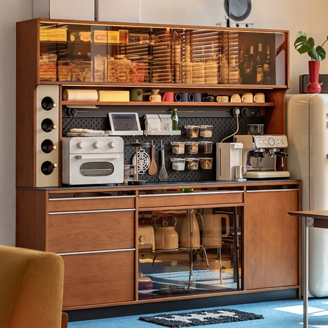 Modern Pine Boxwood Cherry Wood Buffet Sideboard