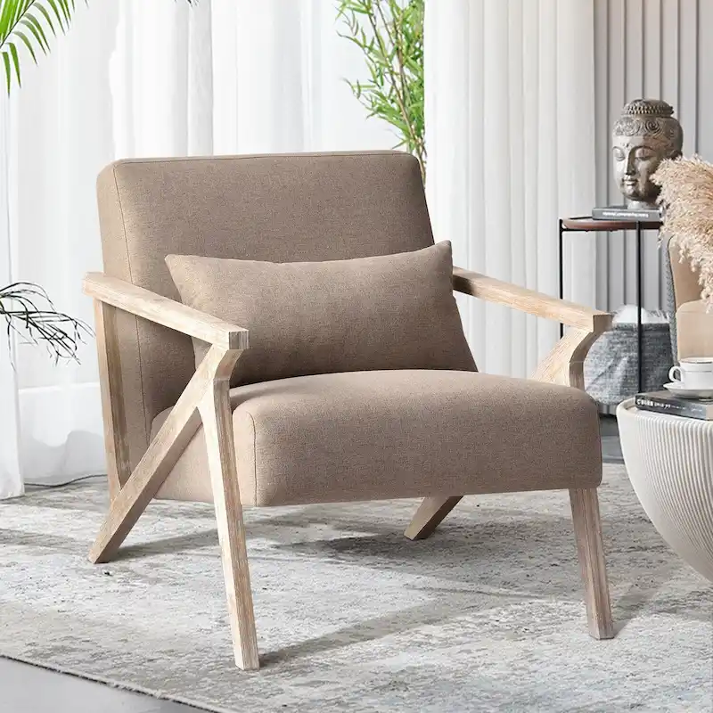 Accent Armchair Solid Hardwood Upholstered
