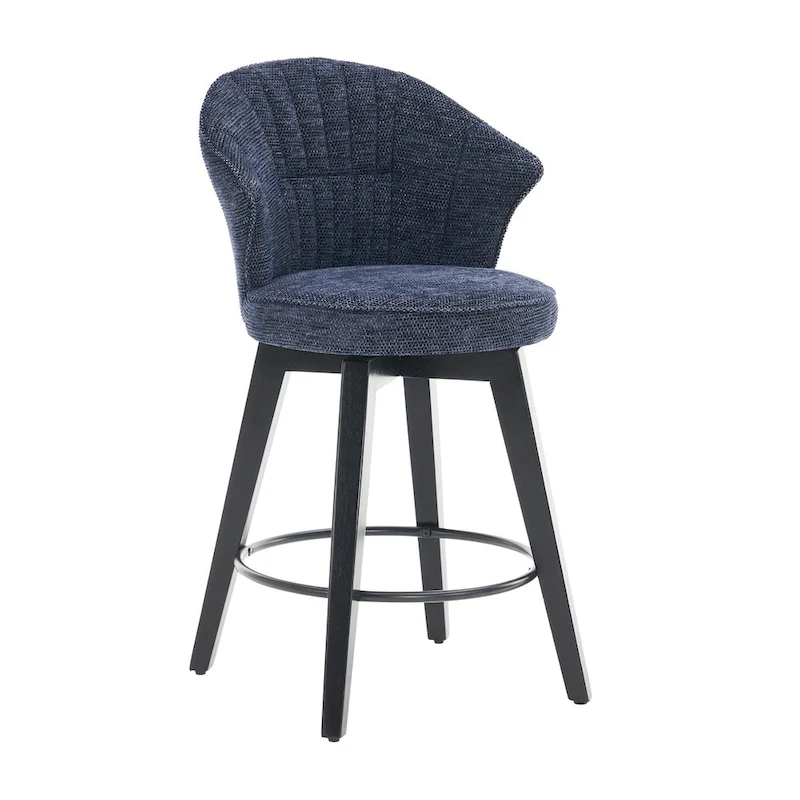 Swivel Bar Stools Set of 2, Upholstered Dining Room Chairs with Wide Backrest, Counter Height Chair with Metal Legs