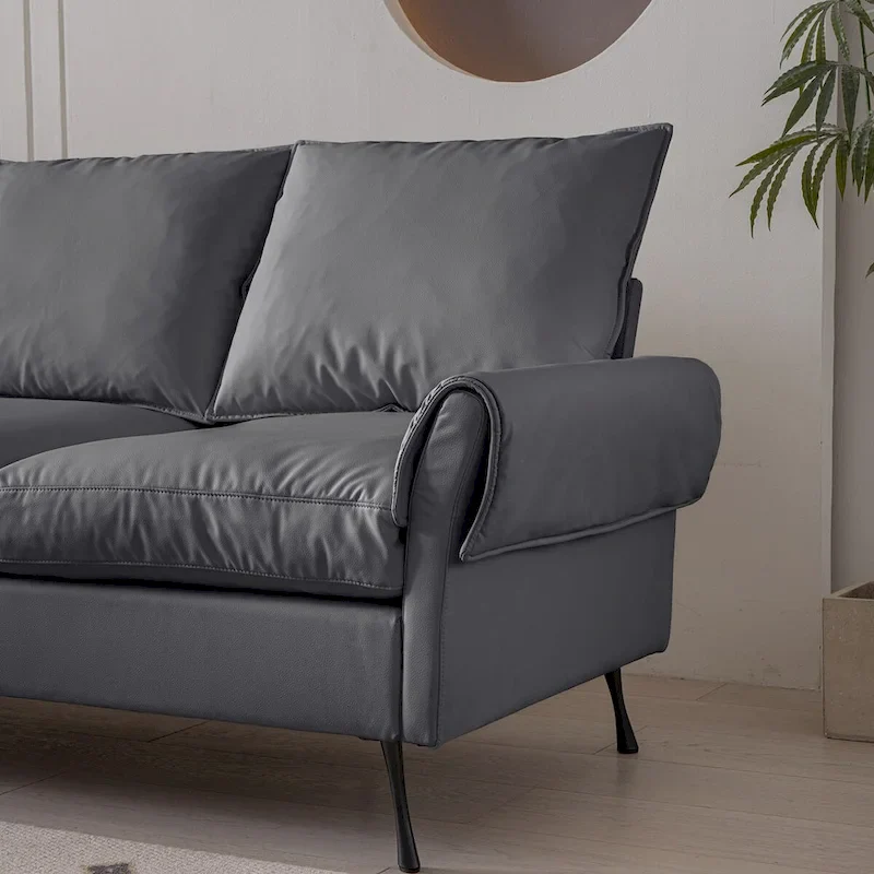 Modern L-Shaped Sofa Couch with Convertible Ottoman