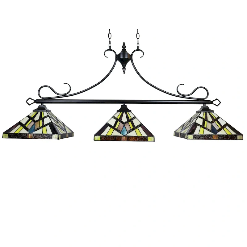 Tiffany Style Mission Design 3-light Linear Island Fixture