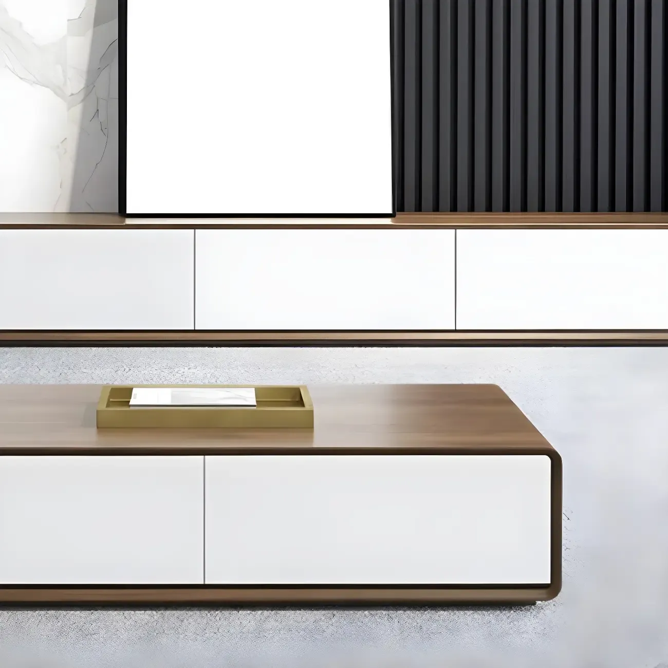 79 Brown Modern Wooden Long Drawers TV Stand