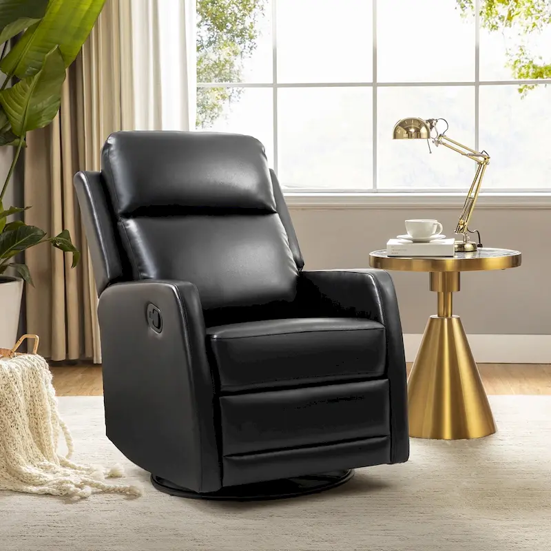 Esteban Modern Faux Leather Manual Rocking Swivel Recliner with Wingback
