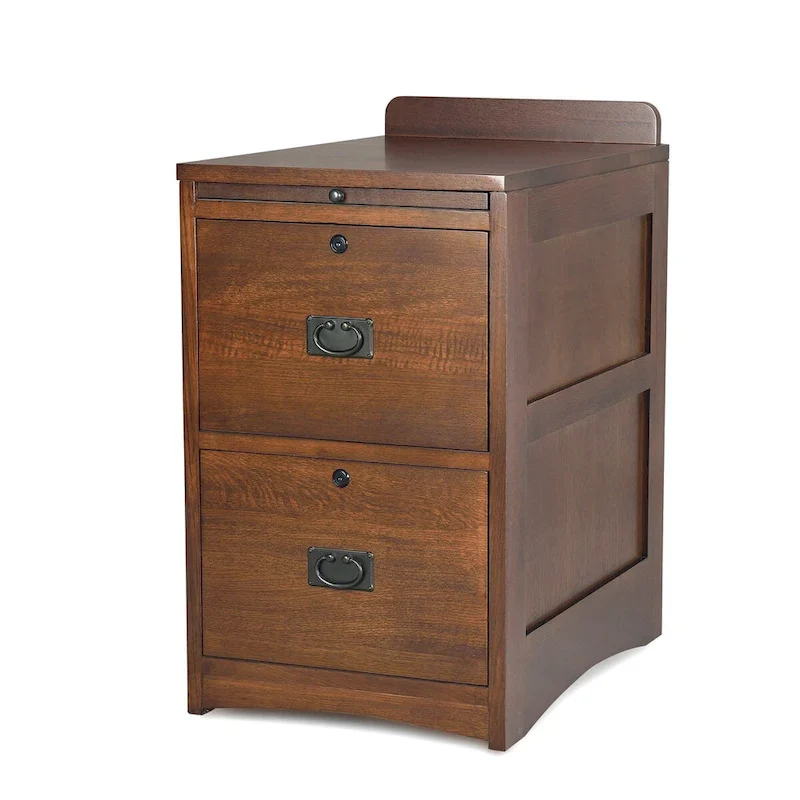 Mission Oak 2 Drawer File Cabinet W/ Writing Tray - Walnut
