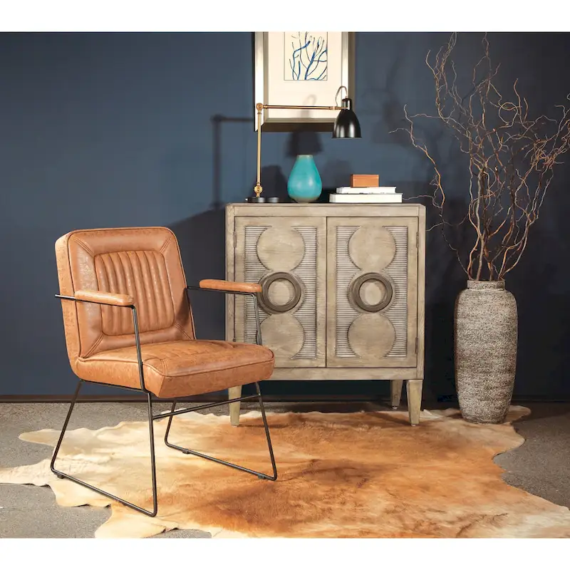 Teigen Faux Leather Chair with Sled Base
