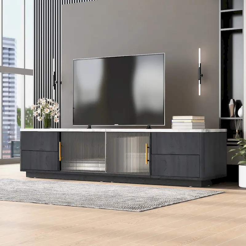 Modern TV Stand for 70 TV with 4 Drawers, Media Console Table, Entertainment Center with Large Storage Cabinet