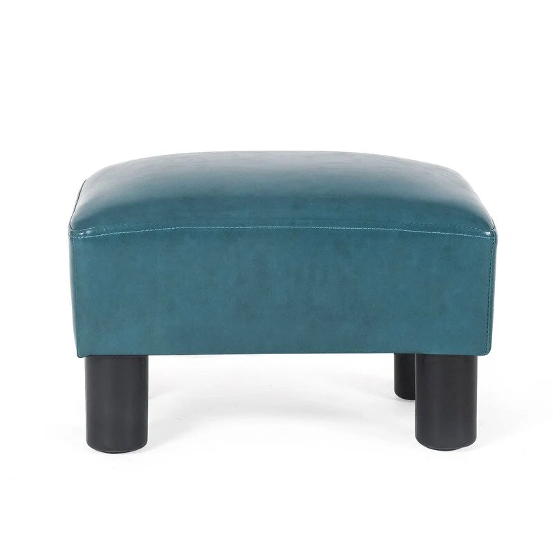 Adeco Faux Leather Ottoman Foot Rest Stool Square Padded Seat Ottoman