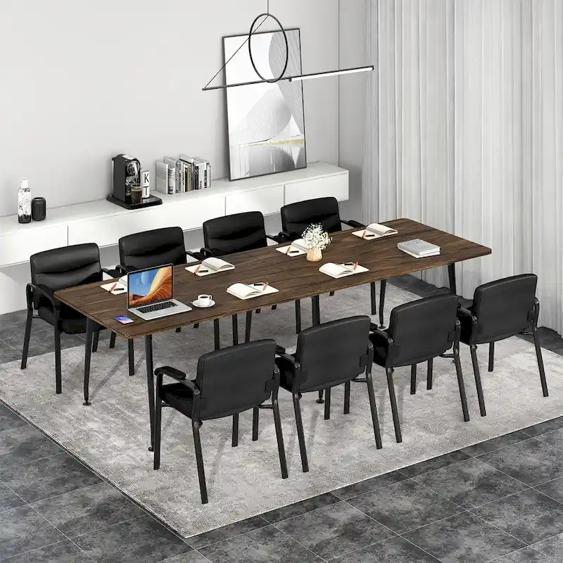 Gymax Set of 10 Waiting Room Chair No Wheels w/ Padded Armrests Guest