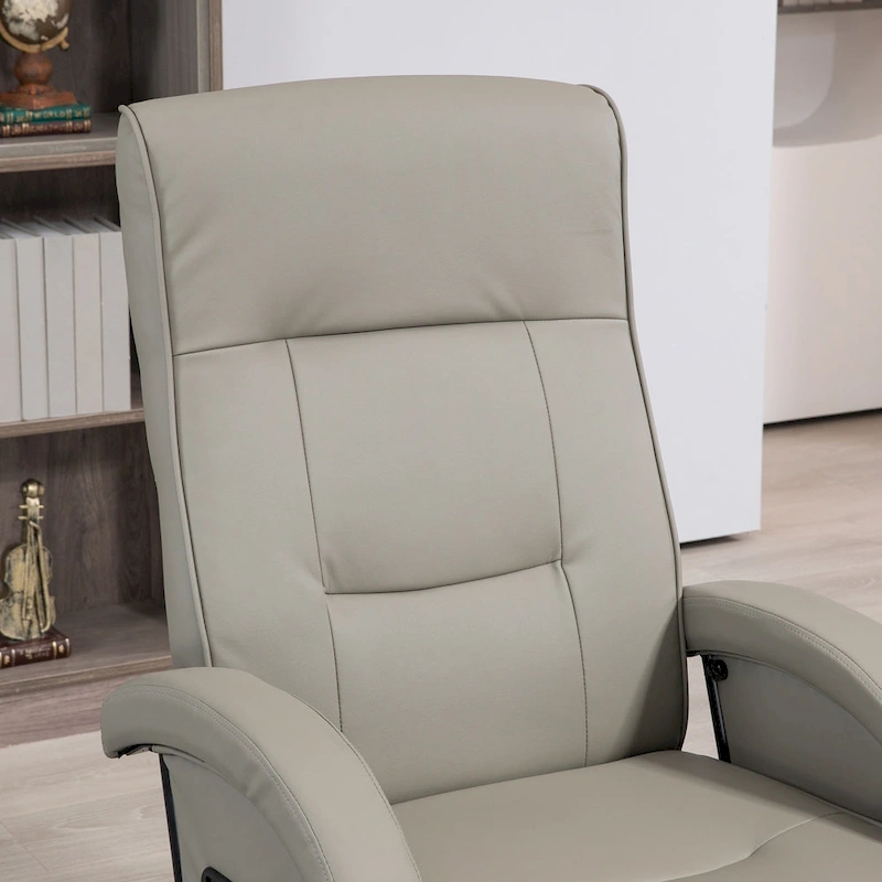 HOMCOM PU Recliner with Footrest, Lounge Chair with 135 Adjustable Backrest, Swivel Wood Base