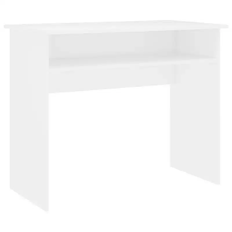 vidaXL Desk White Engineered Wood Small Desk Rectangular Modern