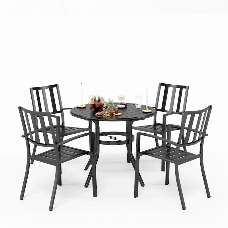 MAISON ARTS 5/6-Piece Patio E-Coating & Stackable Dining Set