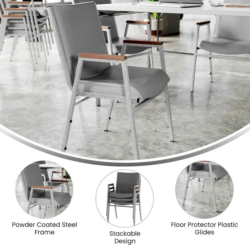Heavy Duty Stack Chair with Arms - 21D x 21W x 31H