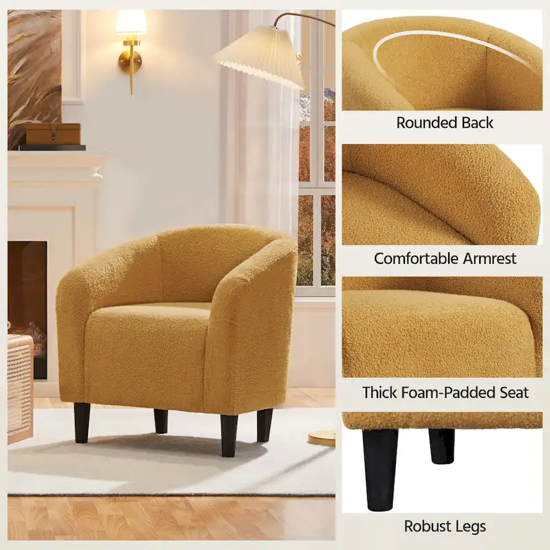 Yaheetech Club Chair Accent Barrel Chair Upholstered Arm Chair