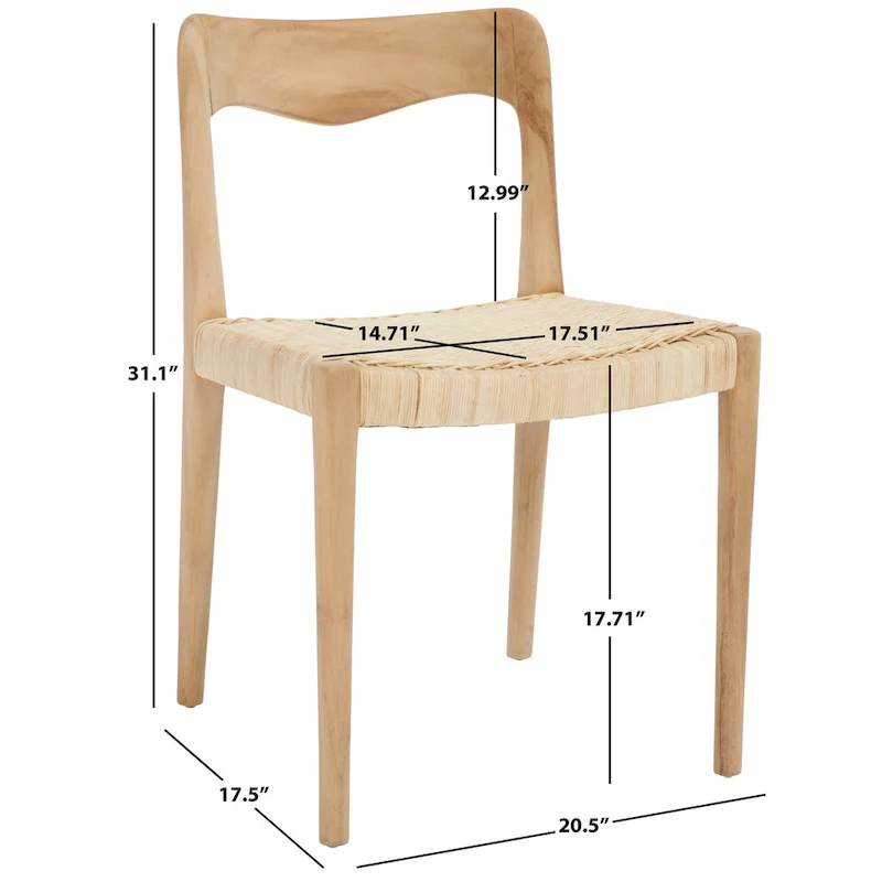 SAFAVIEH Betsey Wicker 31 Dining Chair - 21 W x 18 D x 31 H - 20Wx18Dx31H