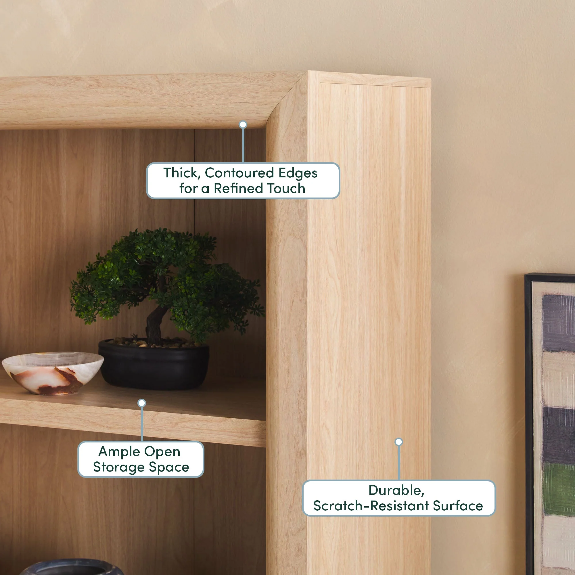Amira Modern Wood Open Bookshelf