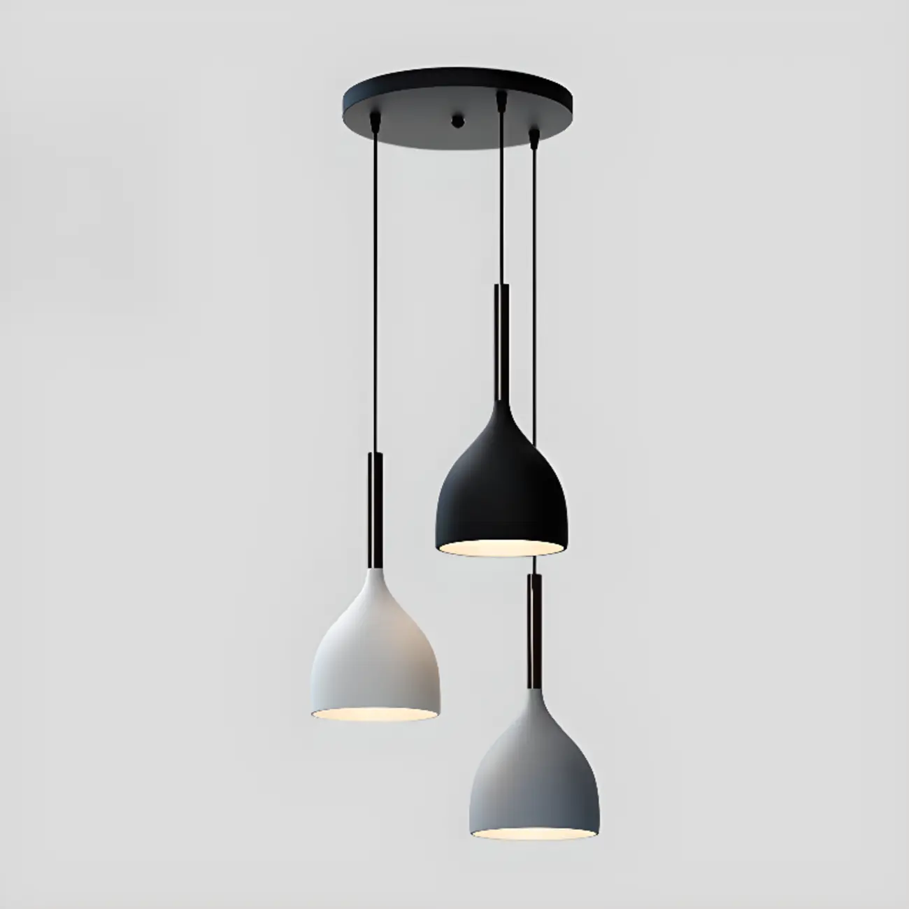 Cool Tone Metal Dome 3-Light Island Pendant Light