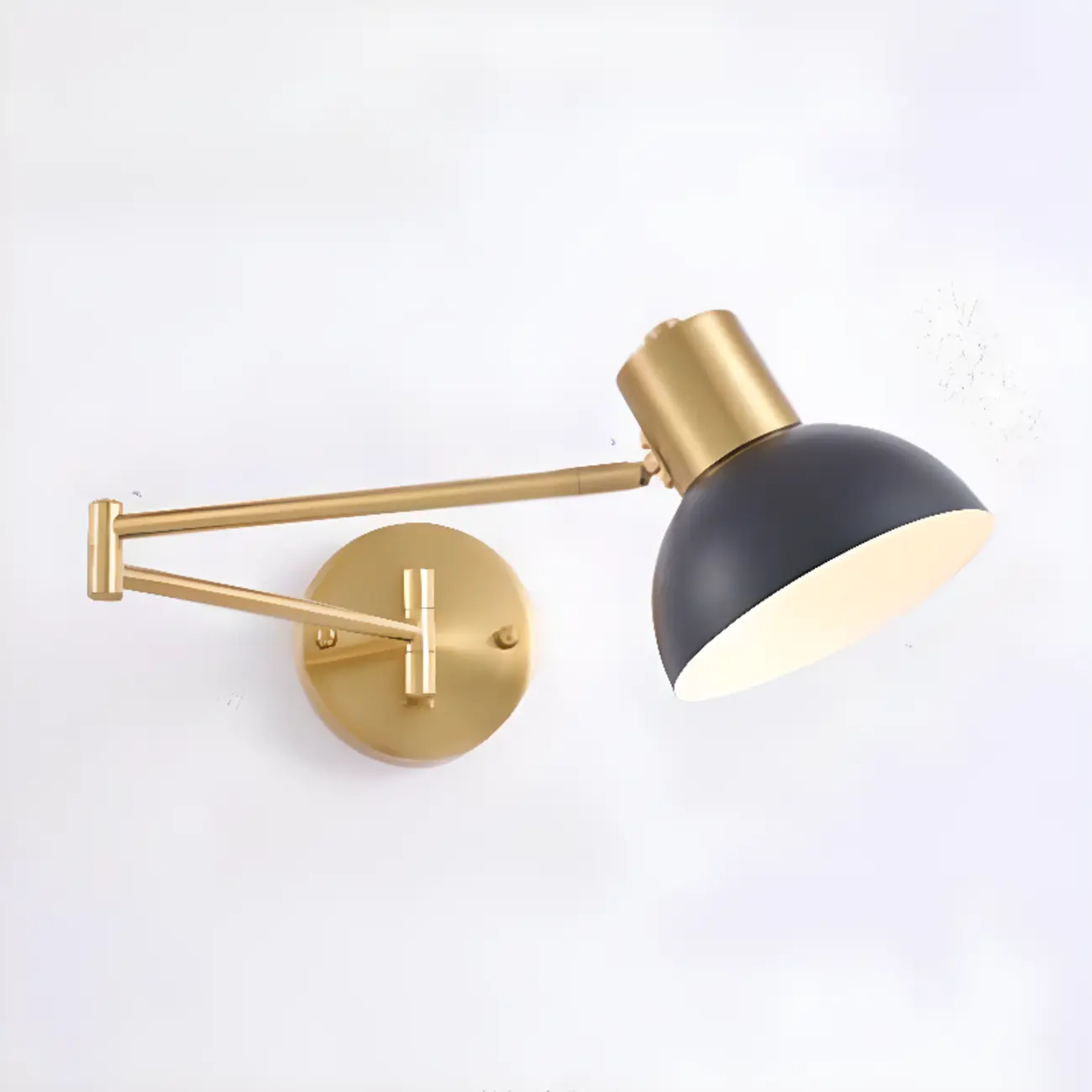 5 to 9 Inch Modern Swing Arm Brass Wall Light for Bedside