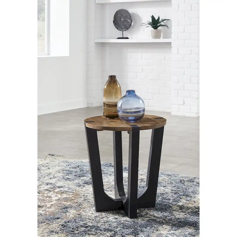 Signature Design by Ashley Hanneforth Brown/Black End Table - 22W x 22D x 24H