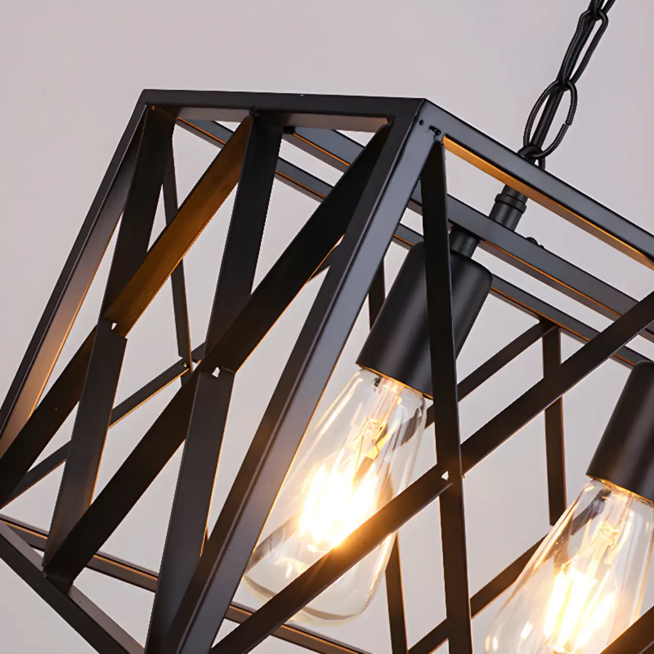 Industrial Black Metal Rectangle Kitchen Island Light