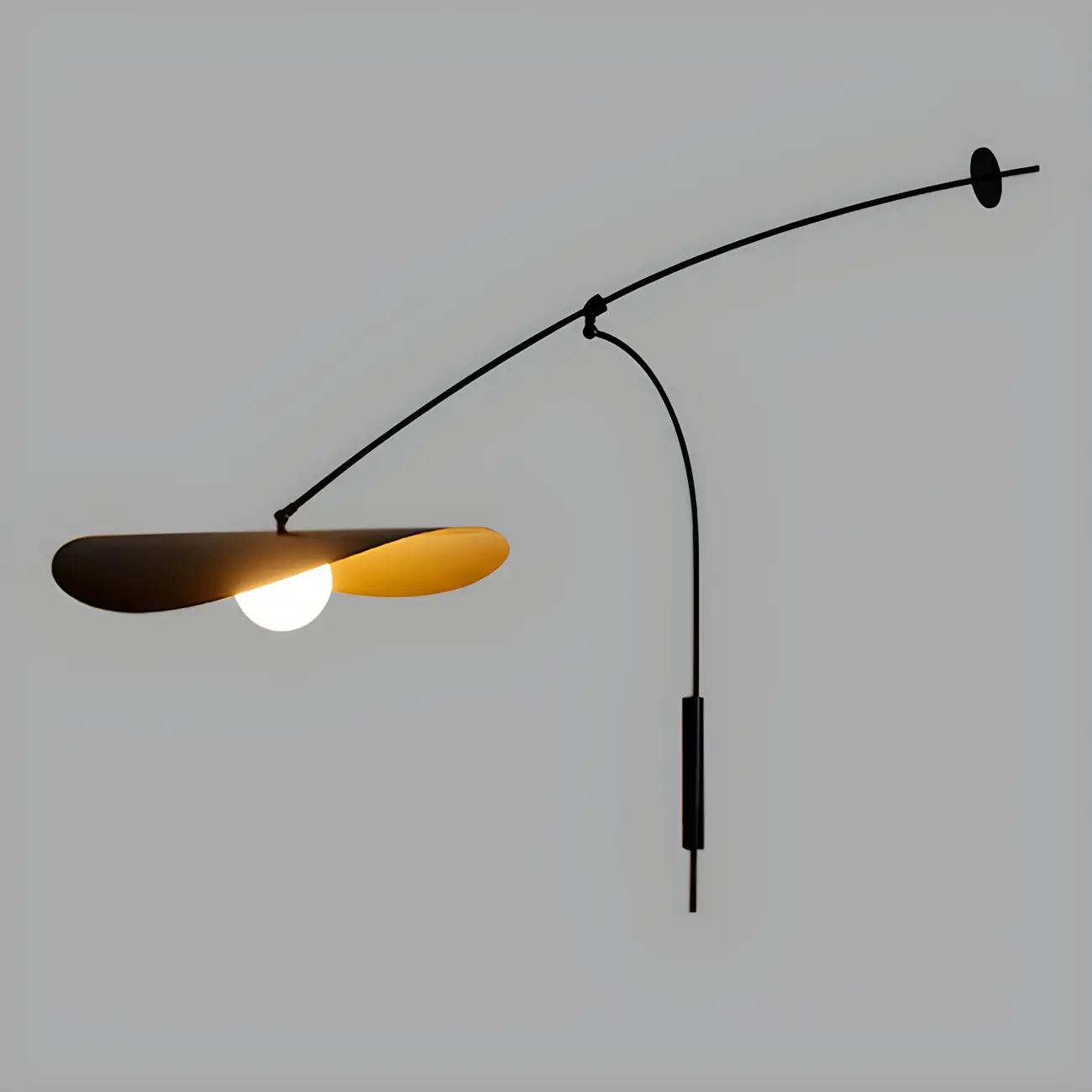 Elegant Black Metal Ambient Lighting Swing Arm Wall Light