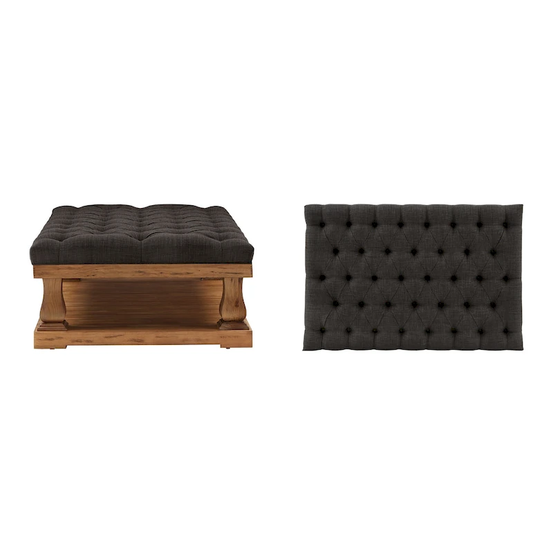 Gdansk Linen Baluster Rectangular Ottoman