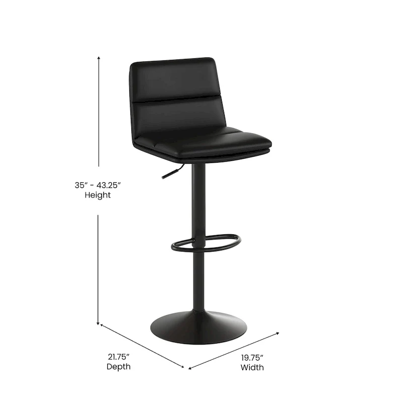 Set of 2 Commercial Armless Adjustable Height Barstools