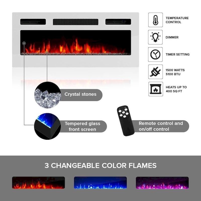 London WH-EF Electric Fireplace 63 TV Stand