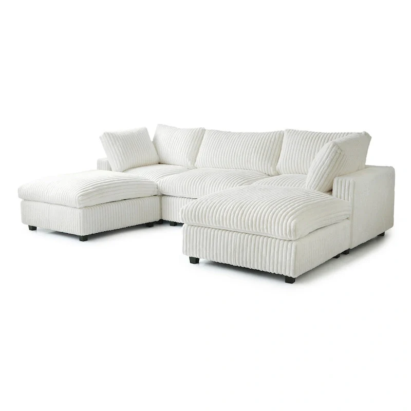 Soft Plush Upholstered Modular Sectional Sofa U-shaped Down Filled Living Room Couch-5 Seaters/6 Seaters
