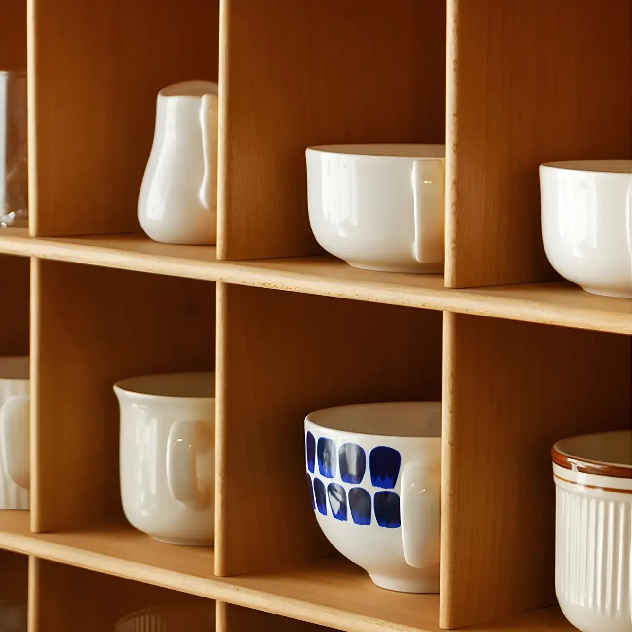 Rectangular Wood Wall-Mounted Open China Cabinet