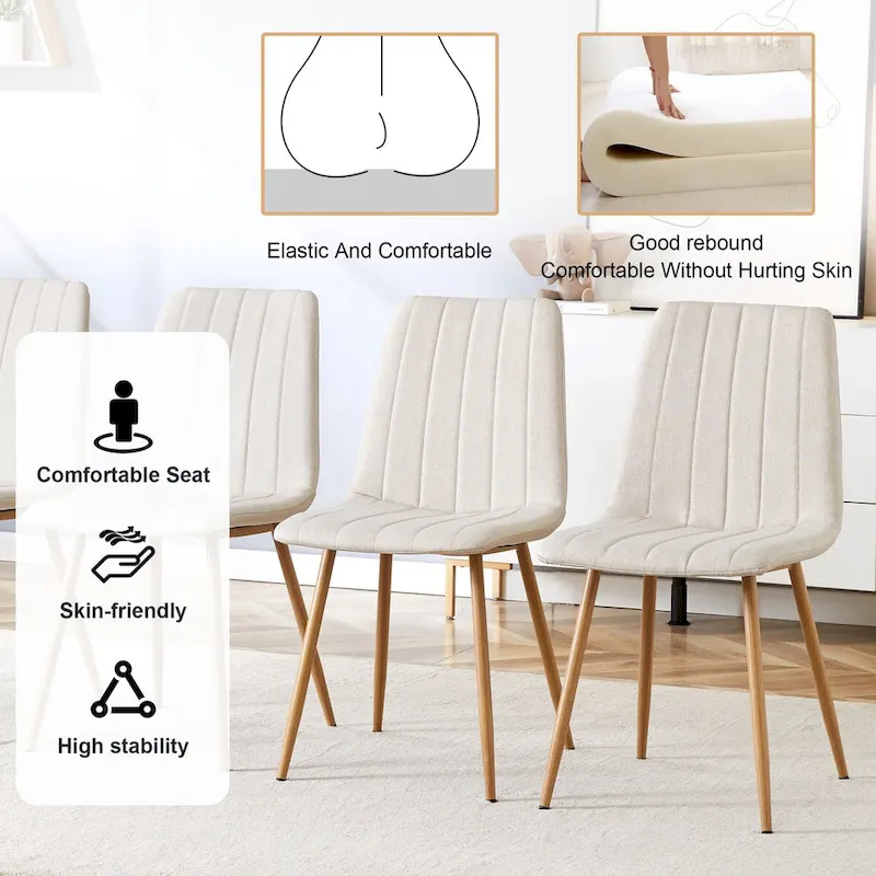 Linen Upholstered Metal Leg Side Chair (Set of 4)