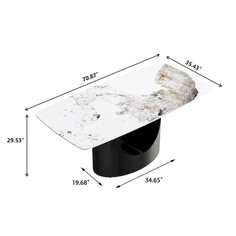 71  Modern Artificial Marble Dining Table with Carbon Steel Base