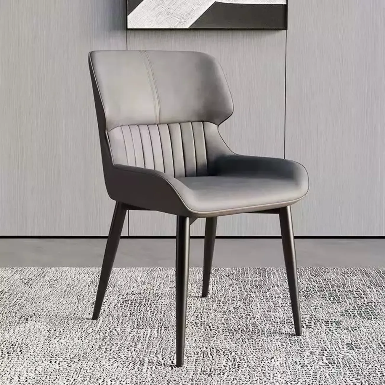 Leather Low Solid Back Armless Dining Side Chair