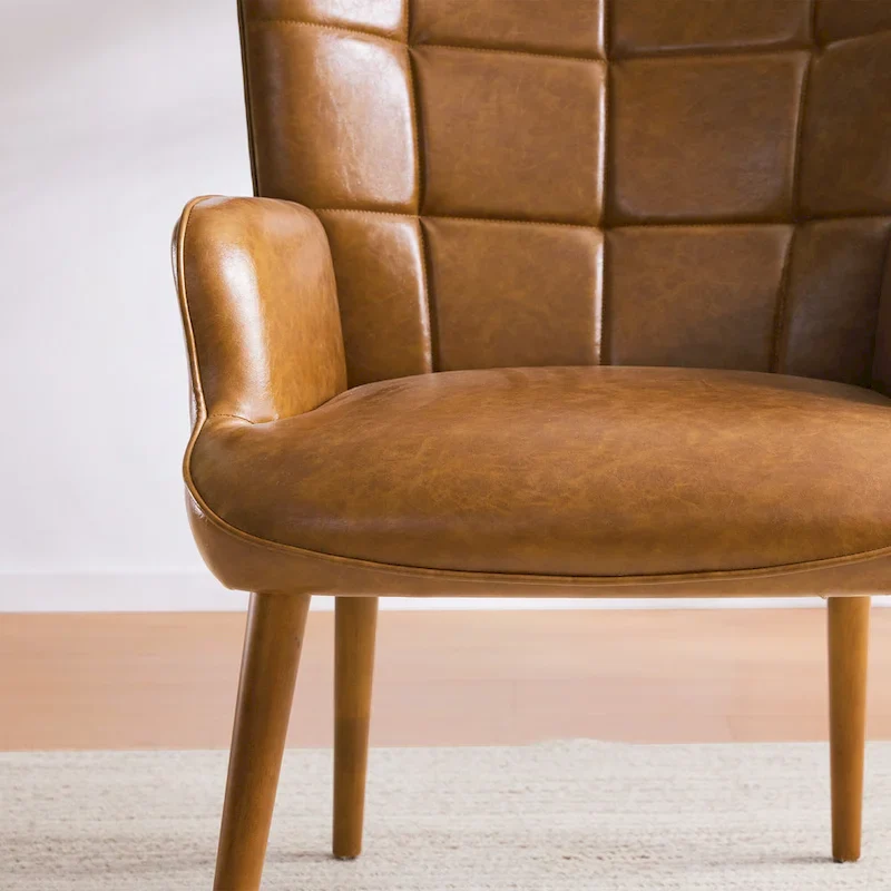 High-back Tufted Accent Chair Set of 2 Cream/ Brown/ Taupe