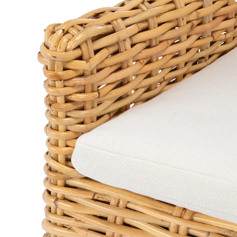 SAFAVIEH Winnifred Coastal Rattan Accent Chair with Cushion - 18.5 W x 22.8 L x 38.2 H - 19Wx23Dx38H