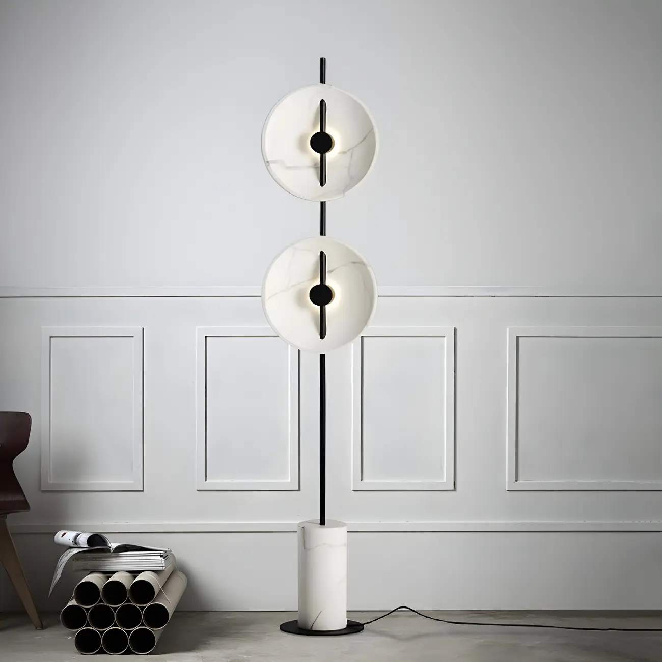 2-Light Tall LED Floor Lamp with Warm Light for Living Areas