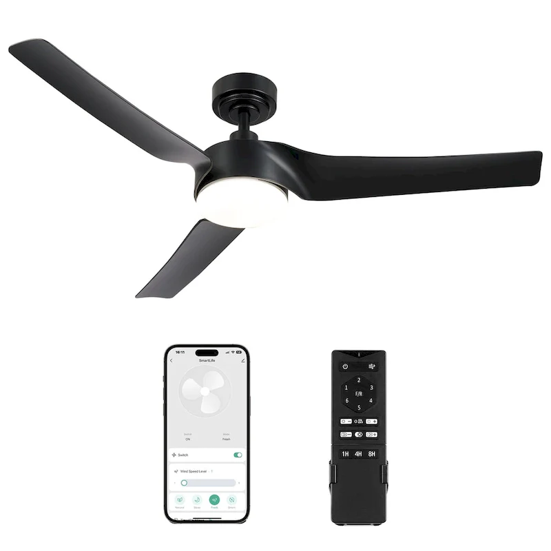 Modern 52  Smart Ceiling Fan with Dimmable Light Kit & Remote