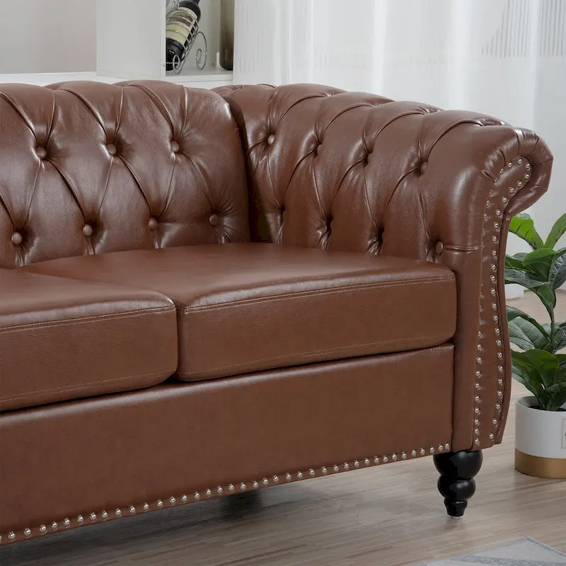 84.65 Rolled Arm Chesterfield 3 Seater Sofa