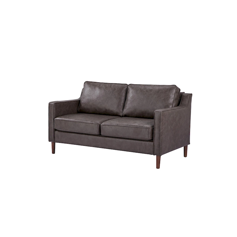 Sedona Modern Loveseat Sofa, Faux Linen / Vegan Leather Couch - N/A