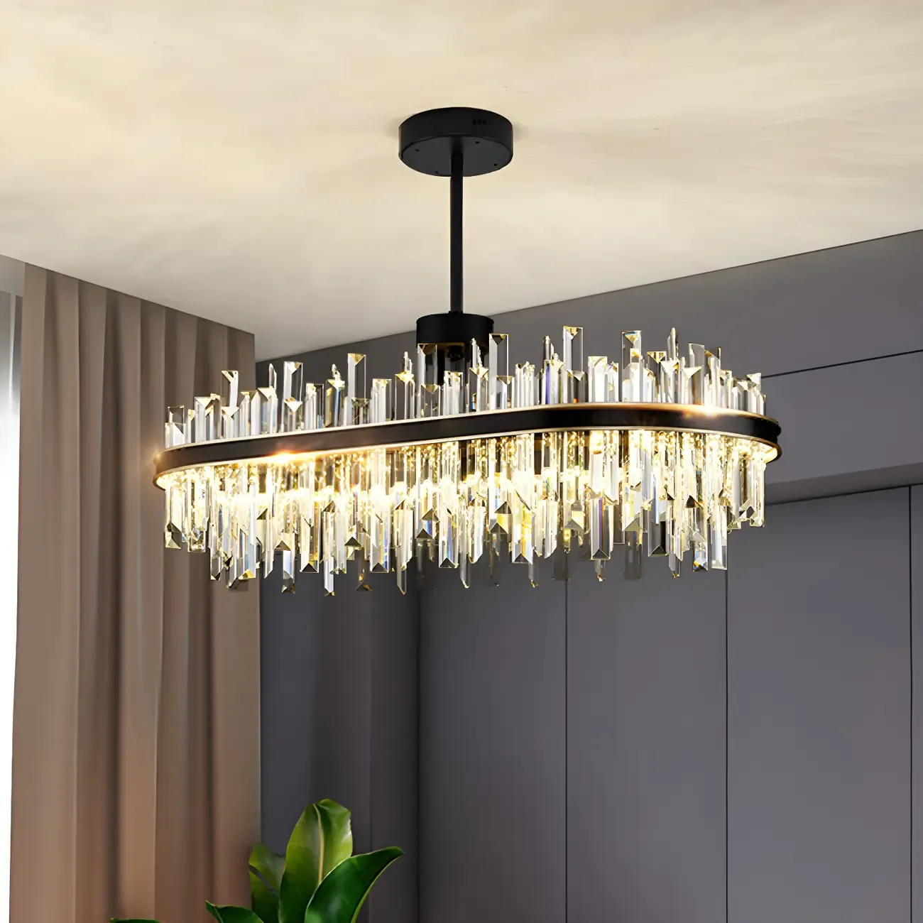Modish Modern Black Crystal Island Pendant Light