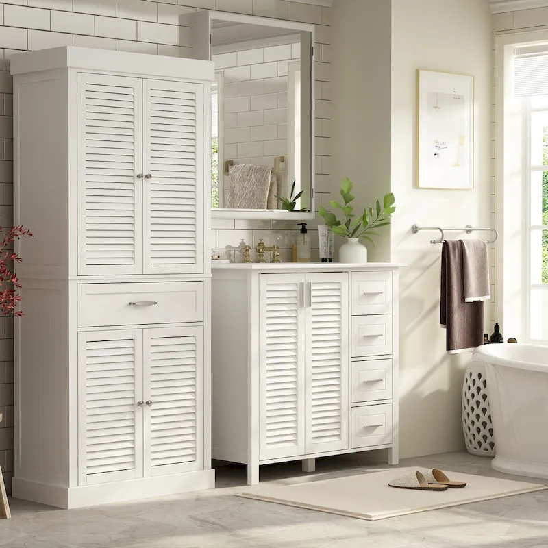 Timechee 30Bathroom Cabinet Storage Cabinet Doors Wooden Floor Cabinet