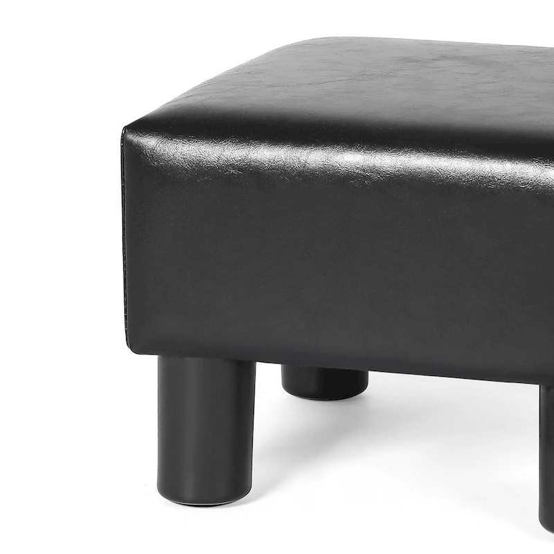 Adeco Footrest Stool Faux Leather Ottoman with Thick Upholstery
