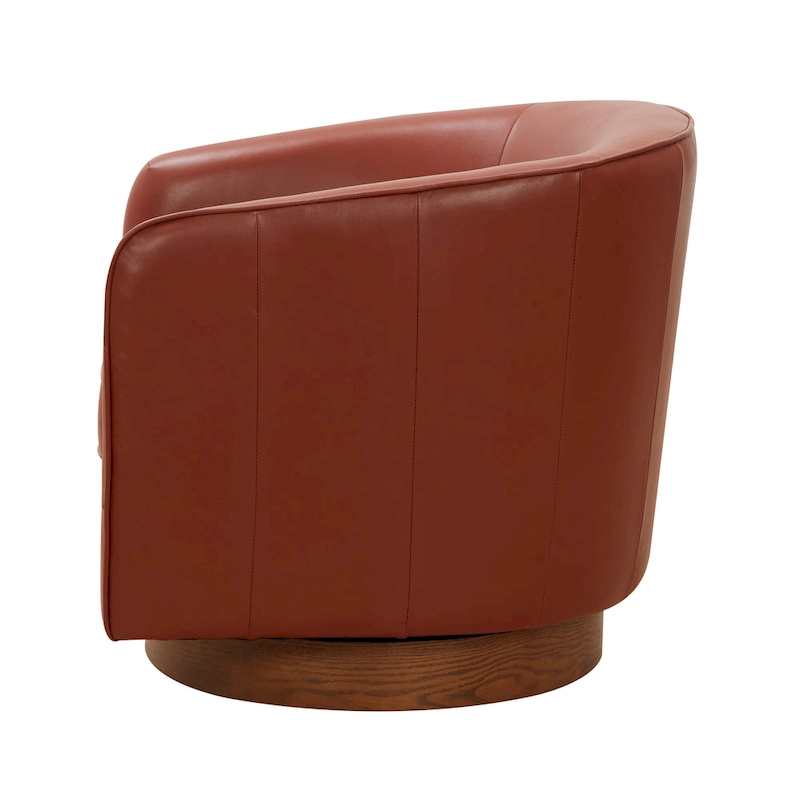 Tito Top Grain Leather Wood Base Swivel Chair by Greyson Living
