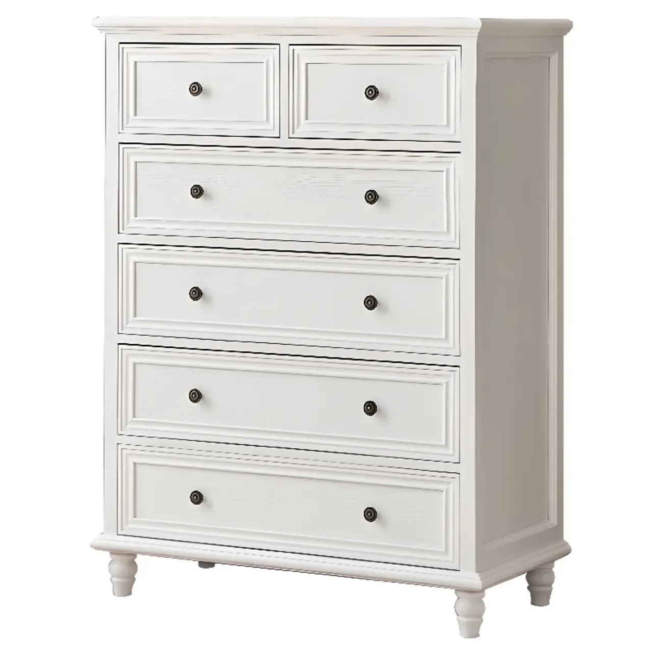 Traditional  6-Drawer White Wood Dresser