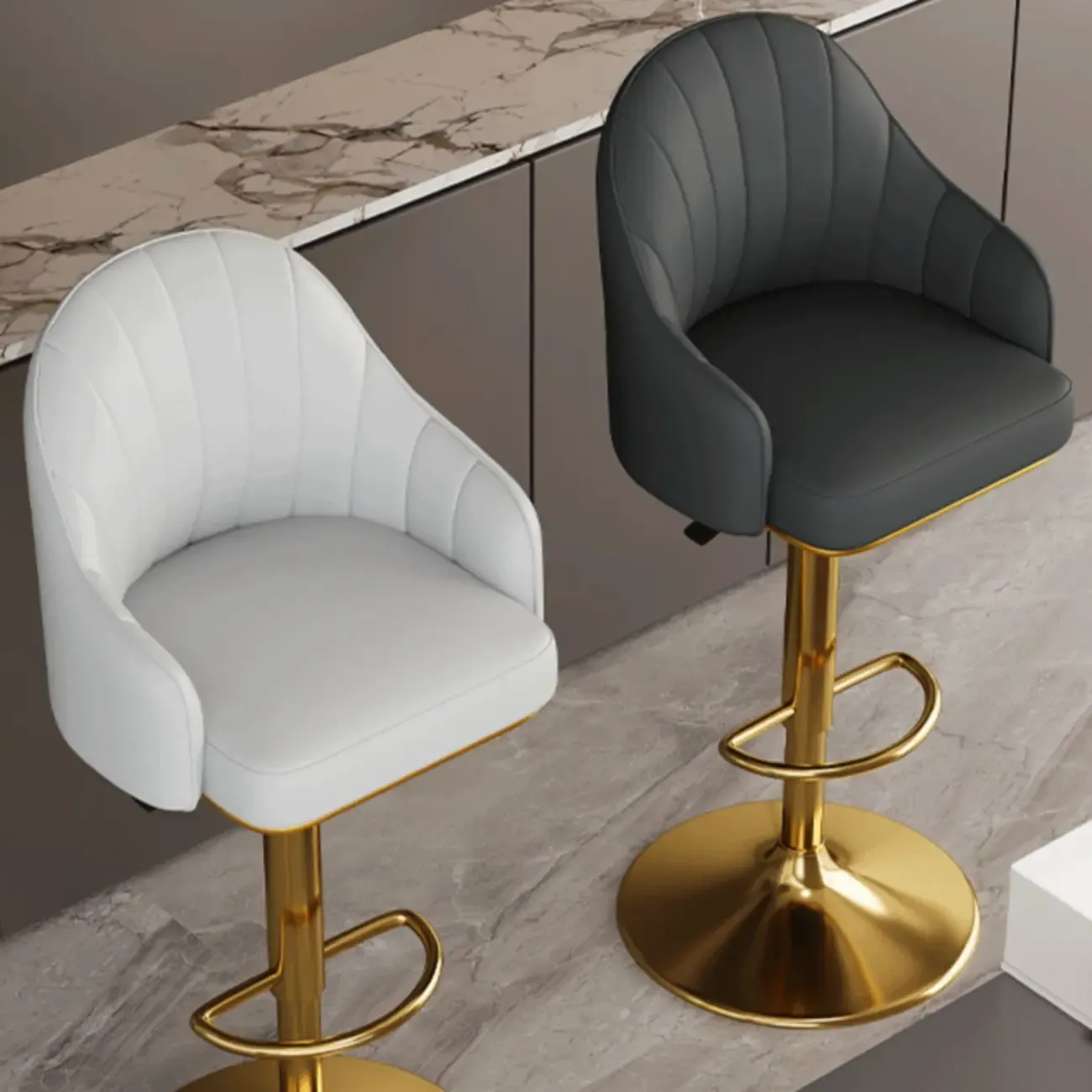 Low Back Adjustable Modern Leather Swivel Bar Stool