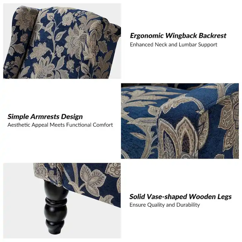 Damaris Mid-Century Modern Manual Pushback Recliner with Wingback Design by HULALA HOME