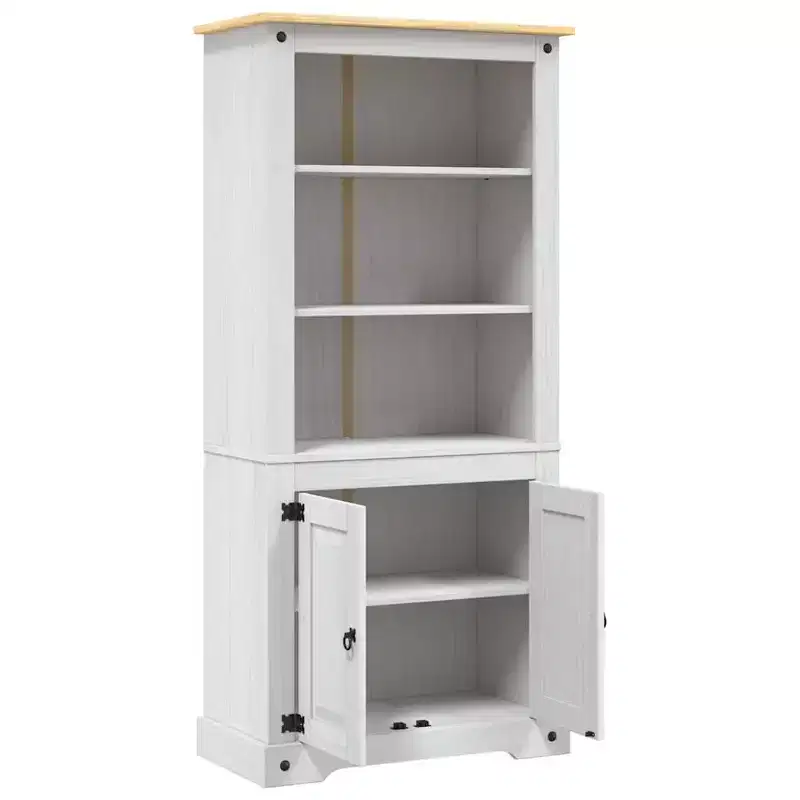 Side Cabinet Brown Solid Pine Wood 31.5x15.7x66.9 in