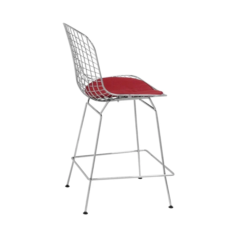 Mid Century Modern Chrome Wire Counter Stool (Set of 2) - N/A