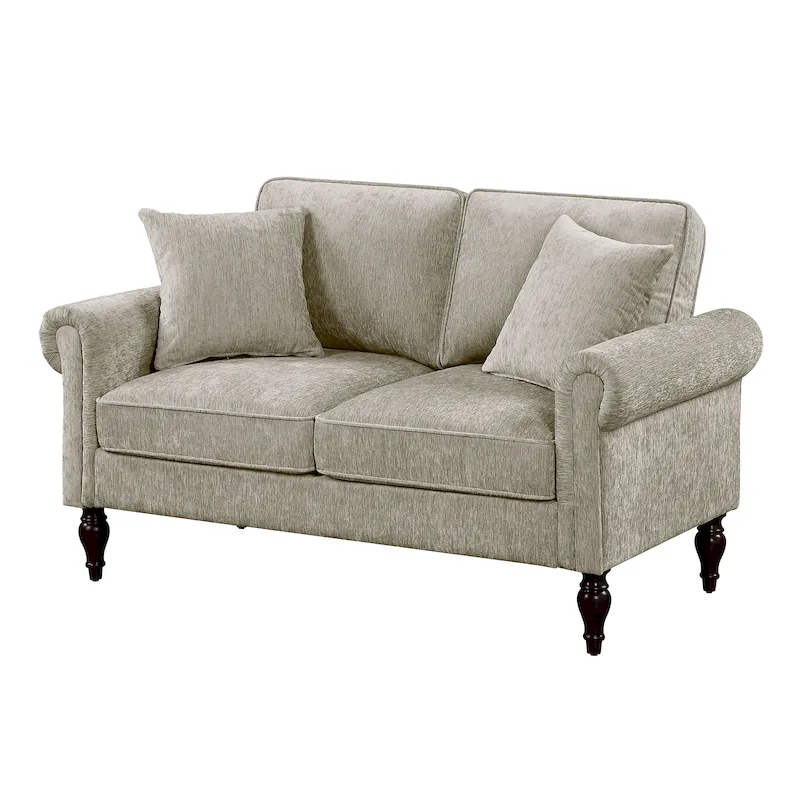 Igny Traditional Chenille Rolled Arms 2-Piece Living Room Set by Furniture of America